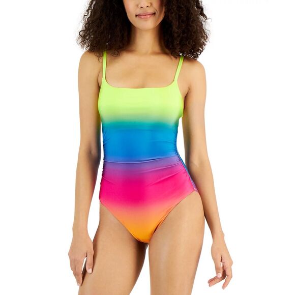 NWT La Blanca Womens Setting Sun Tank One-Piece Swimsuit in Multi Rainbow Size 8 - Picture 2 of 13